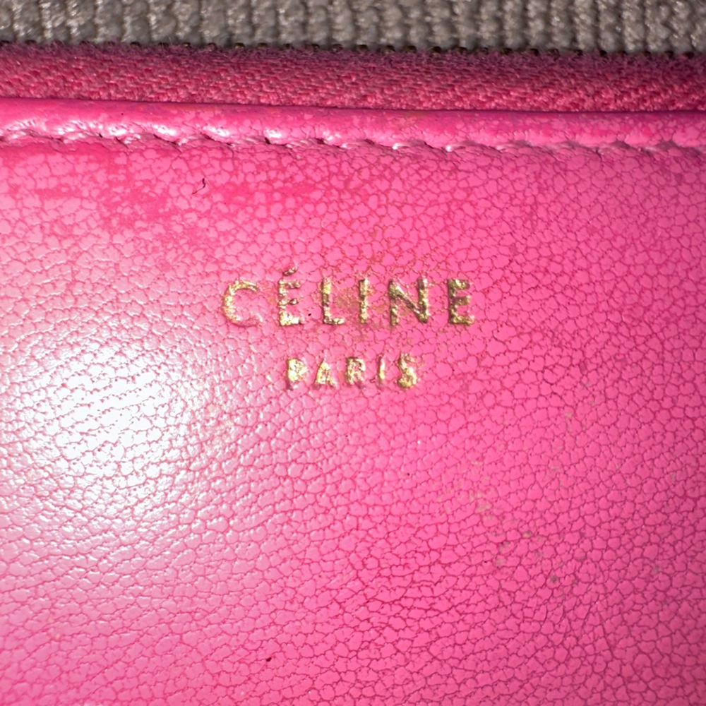 Authentic CELINE Leather Color-Block Zip Wallet – Pink & Burgundy ✨ - Picture 2 of 15